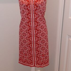 Max Studio Red and White Patterned Midi Dress